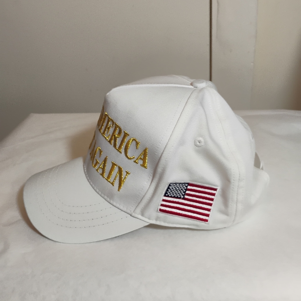 Donald Trump Official 45-47 Campaign White Gold Make America Great MAGA Hat